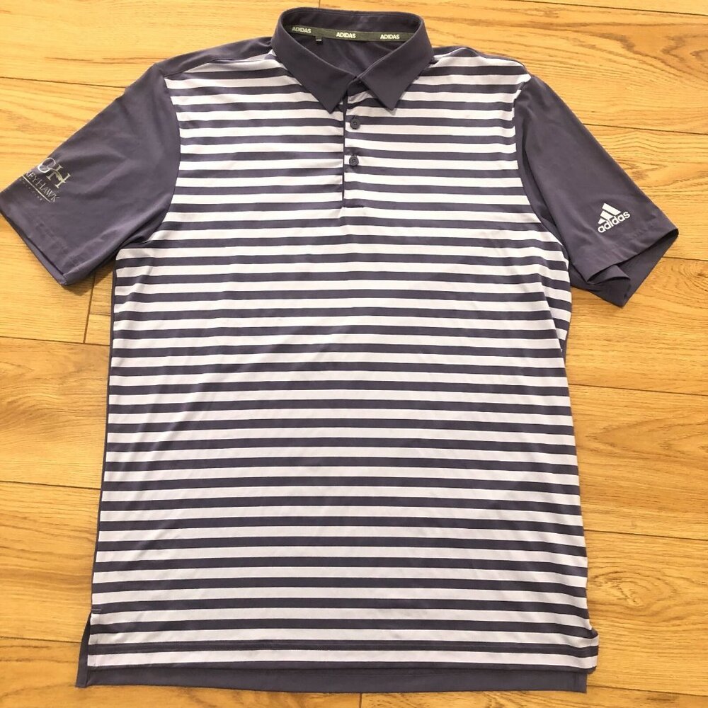 Adidas Golf Short Sleeve Shirt Men's Medium Logo Purple GreyHawk Lightweight EUC